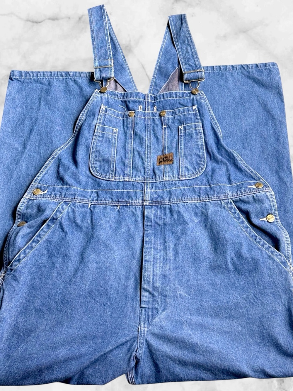Vintage Y2K Big Smith Denim Bib Overalls Mens 40x32 Carpenter Blue Actual 43x32